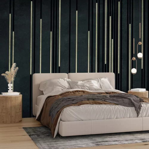 Fotobehang Elegant zwart en goud strepenpatroon