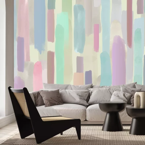 Fotobehang Een patroon van verticale strepen in pasteltinten