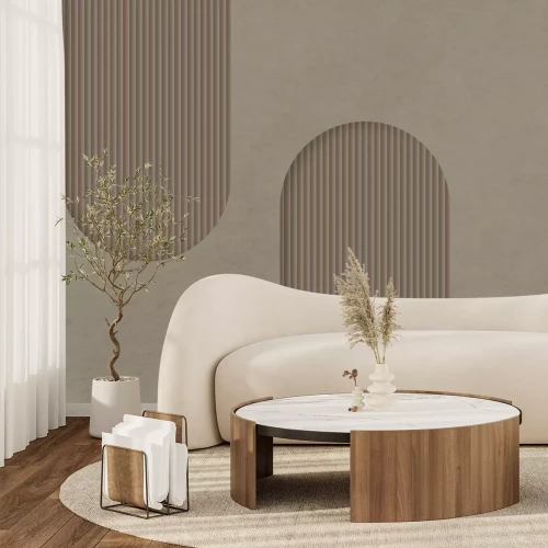 Fotobehang Bruine bogen versierd met dunne strepen