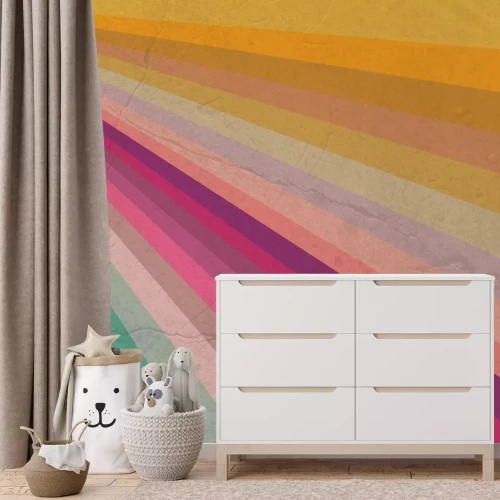 Fotobehang Vintage strepen in intense kleuren