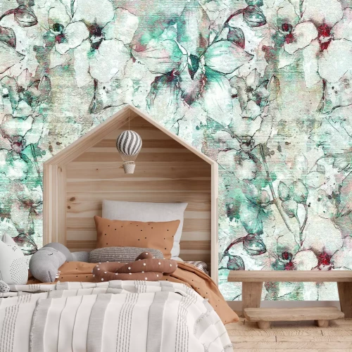 Fotobehang Delicate orchideeën geschilderd in aquareltechniek