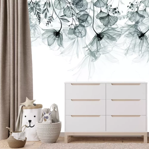 Fotobehang Subtiele bloemen in grijstinten