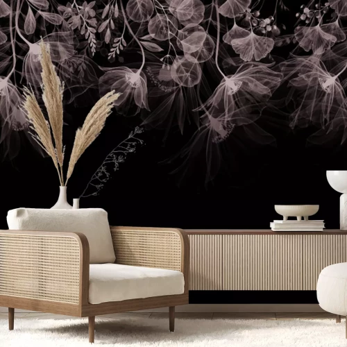 Fotobehang Subtiele bloemen in grijstinten