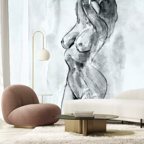 Fotobehang Artistieke geschilderde schets van een vrouwelijk silhouet