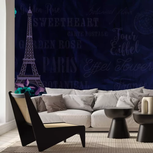 Fotobehang Bloemstuk met de Eiffeltoren