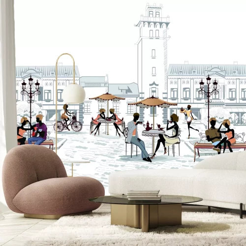 Fotobehang Mensen in het centrum van het stedelijk landschap