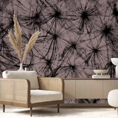 Fotobehang Subtiele paardenbloemen op een grijze achtergrond