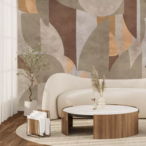 Fotobehang Geometrische vormen met een betonnen textuur in een moderne stijl