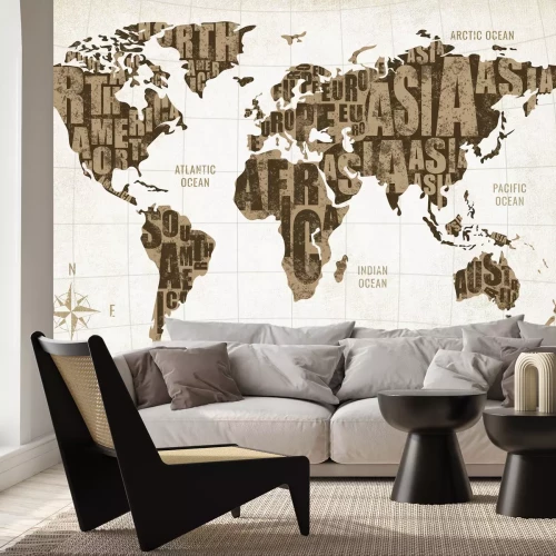 Fotobehang Klassieke wereldkaart met kompas
