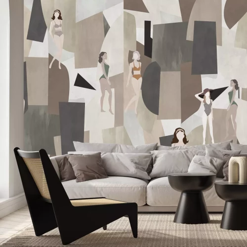 Fotobehang Vrouwelijke figuren in geometrische abstractie