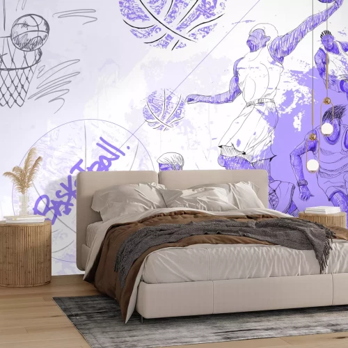 Fotobehang Een basketbalwedstrijd in volle gang