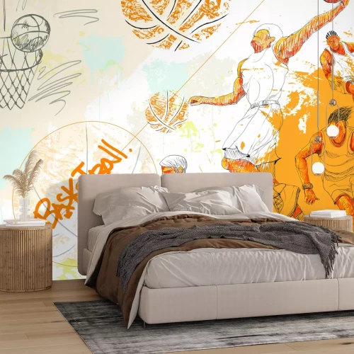 Fotobehang Basketbalspelers in beweging tijdens een wedstrijd