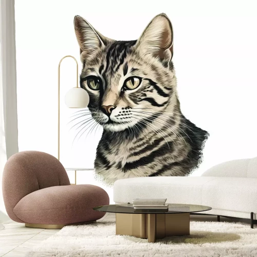 Fotobehang Portret van een stadskat op een dak