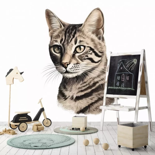 Fotobehang Portret van een stadskat op een dak