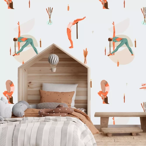 Fotobehang Vrouwen beoefenen yoga bij sfeervol kaarslicht