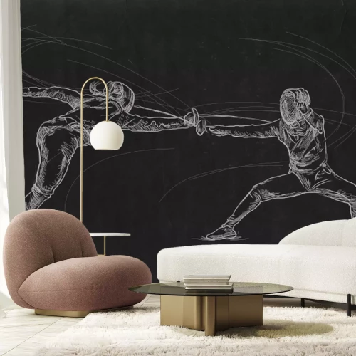 Fotobehang Vrouwen vechten in een schermduel