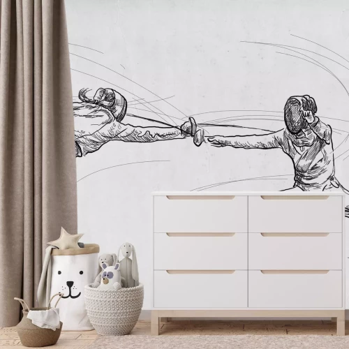 Fotobehang Vrouwen vechten in een schermduel