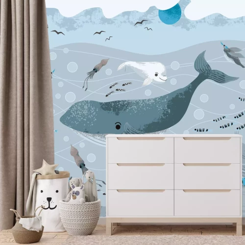 Fotobehang Walvissen en vissen in de diepten van de zee