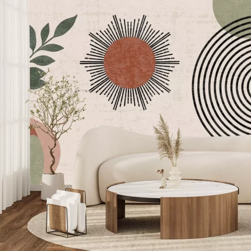 Fotobehang Abstracte zon met vegetatie