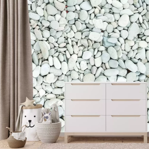 Fotobehang Kleine witte kiezelstenen