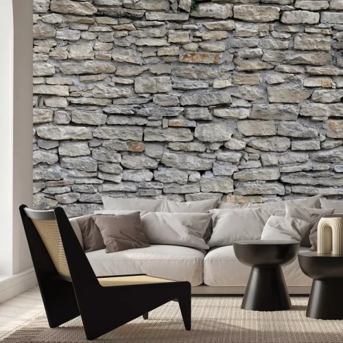 Fotobehang Grijsbeige stenen muur