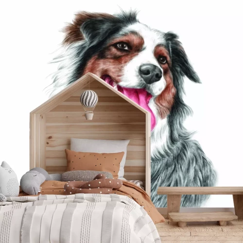 Fotobehang Portret van een lachende herdershond