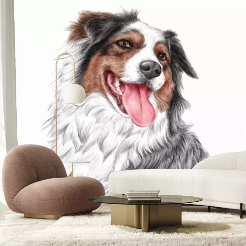 Fotobehang Portret van een lachende herdershond