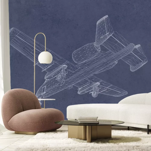 Fotobehang Schets van een vliegtuig op een gestructureerde achtergrond