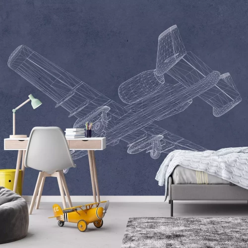 Fotobehang Schets van een vliegtuig op een gestructureerde achtergrond