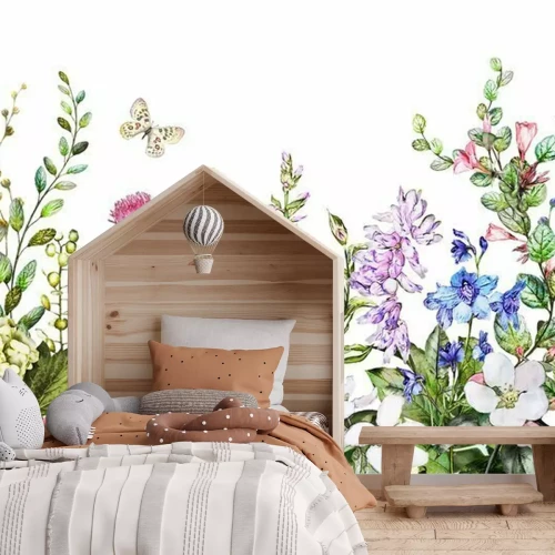 Fotobehang Pastelkleurige bloemenillustratie