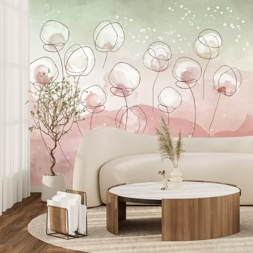 Fotobehang Abstract aquarelschilderij van witte bloemen