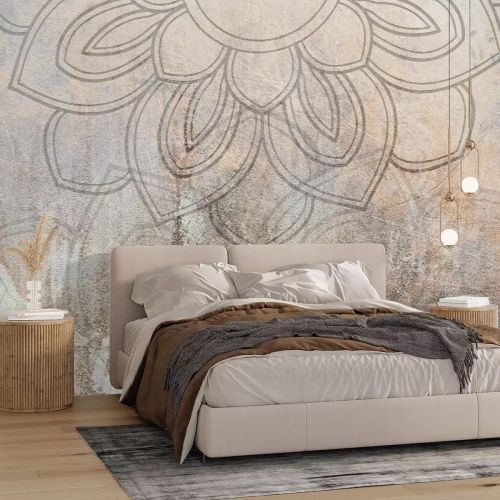 Fotobehang Mandala op een betonnen achtergrond