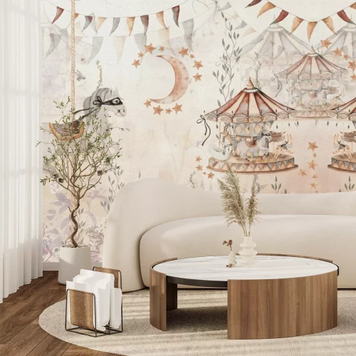 Fotobehang Pretpark in aquarelstijl