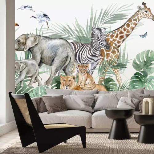 Fotobehang Wilde dieren in tropische vegetatie