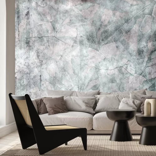 Fotobehang Betonnen muur met plantenmotief