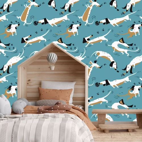 Fotobehang Strippatroon met honden