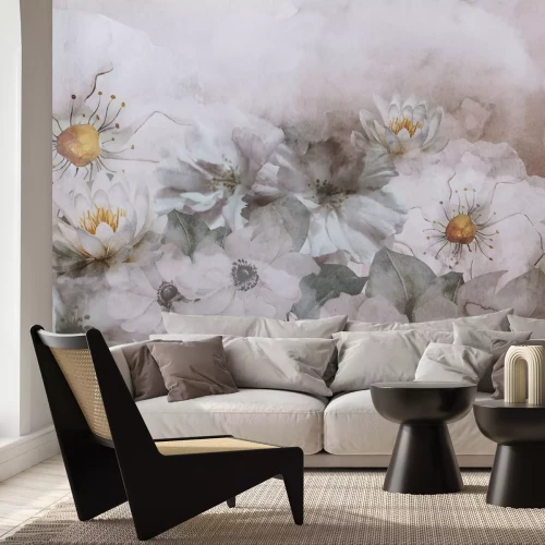 Fotobehang Met waterverf geschilderde wilde bloemen