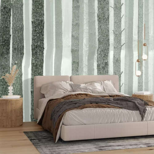 Fotobehang Boomstammen in een Noors bos