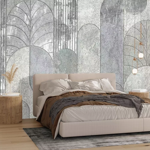 Fotobehang Geometrische bogen op een betonnen achtergrond