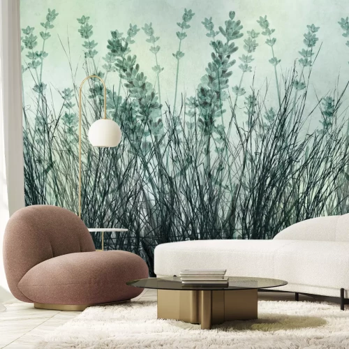 Fotobehang Lavendelgras en bloemen