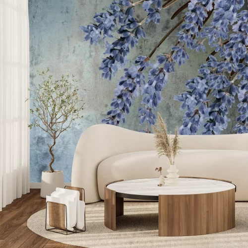 Fotobehang Lavendelbloemen op een oude achtergrond