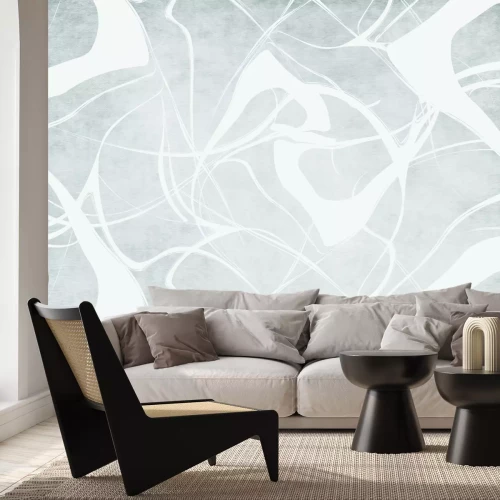 Fotobehang Witte lijnen op een grijze achtergrond in Scandinavische stijl