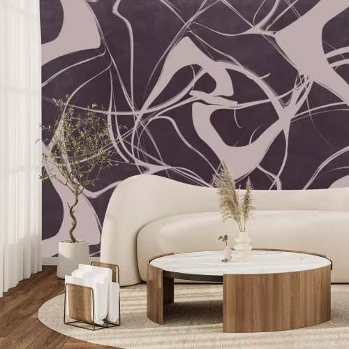 Fotobehang Zwarte abstracte lijnen op een grijze achtergrond