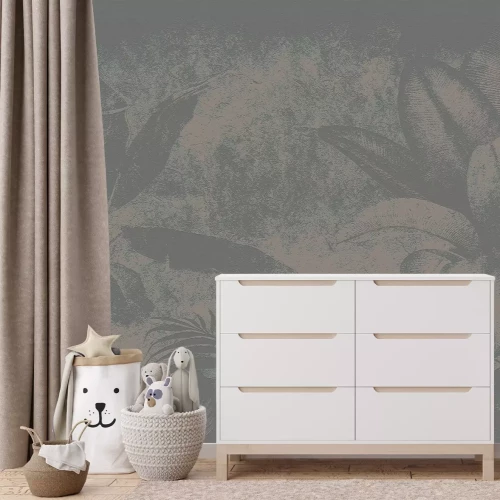 Fotobehang Donkere jungle in abstracte kleuren