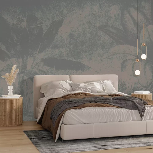 Fotobehang Donkere jungle in abstracte kleuren