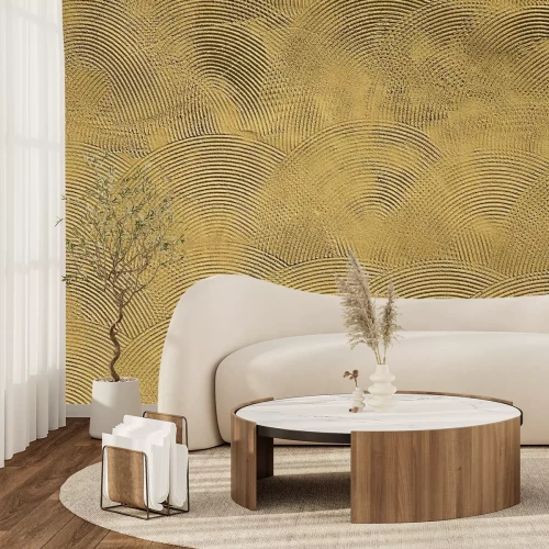 Fotobehang Cirkels op een betonnen muur in een glamoureuze stijl