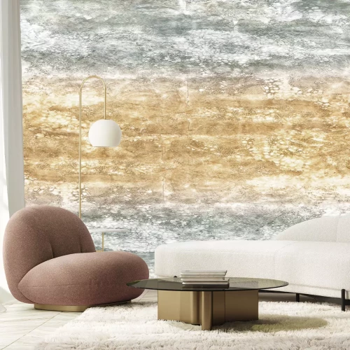 Fotobehang Een grijsgouden patroon dat de structuur van een steen imiteert