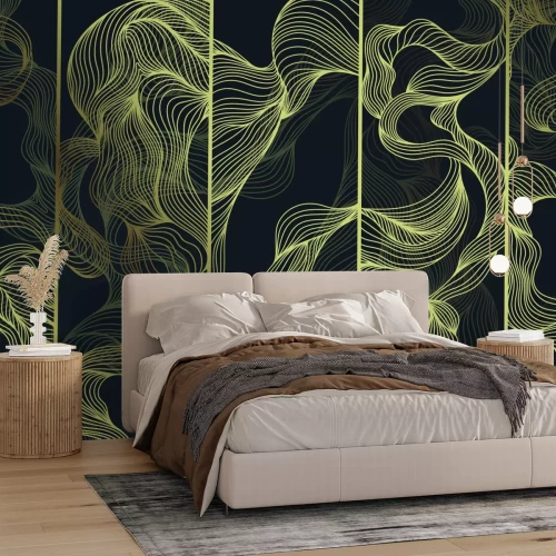 Fotobehang Gouden abstracte golven in een decoratieve stijl