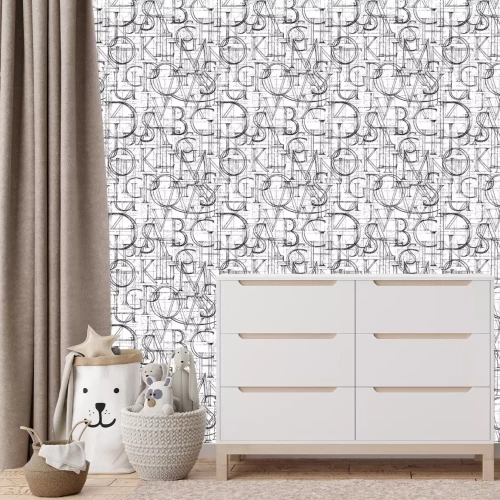 Fotobehang Vectorillustratie van zwarte alfabetletters