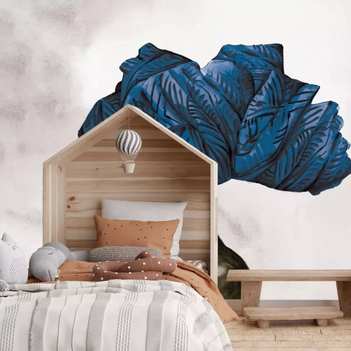 Fotobehang Een Afrikaanse vrouw met een blauwe tulband op haar hoofd